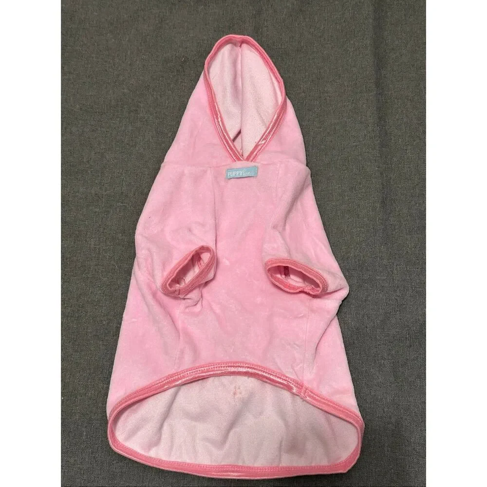 Puppy Love Pink Dog Sweatshirt Hoodie Size M Girly Girl Bow